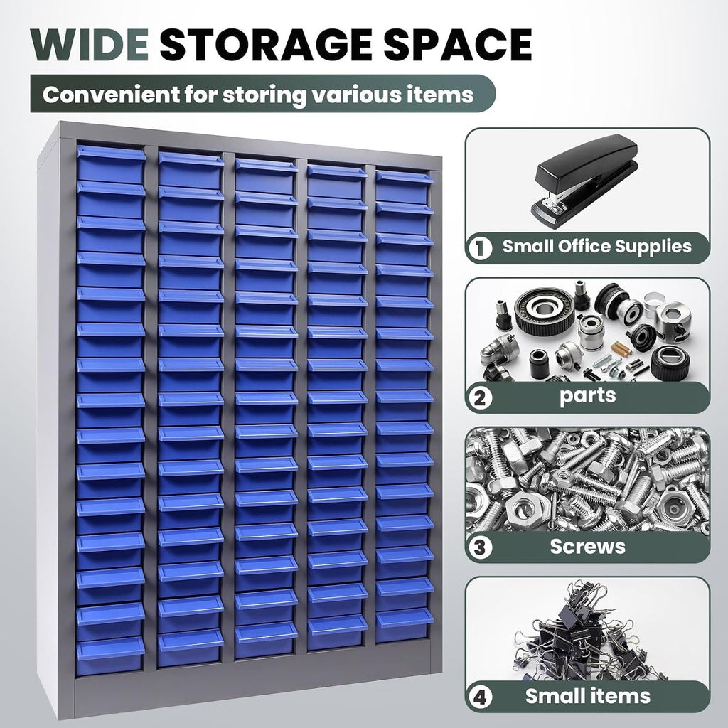 Parts Organizer Cabinet: 860LB Capacity Nut and Bolt Organizer with Label System, Non-Slip Base Heavy-Duty Bolt Bin for Garage, Workshop or Office Tool Storage, 26'x9'x35' (75 Drawers)