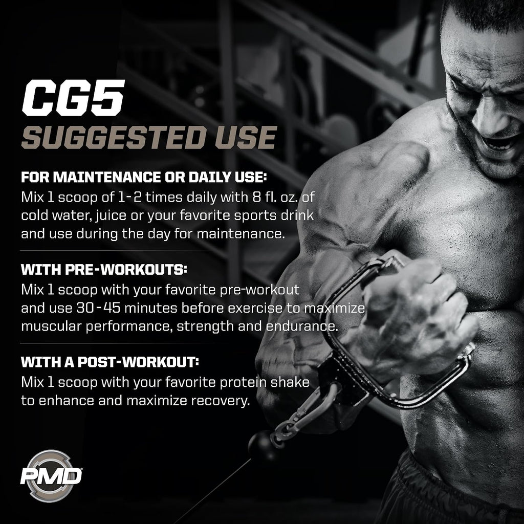 PMD Sports CG5 Premium Creatine & L Glutamine Powder, Power Recovery, Build Lean Muscle, Increase Workout Performance, Maximum Strength Pre Workout & Post Workout, Unflavored, 60 Servings (Pack of 2)