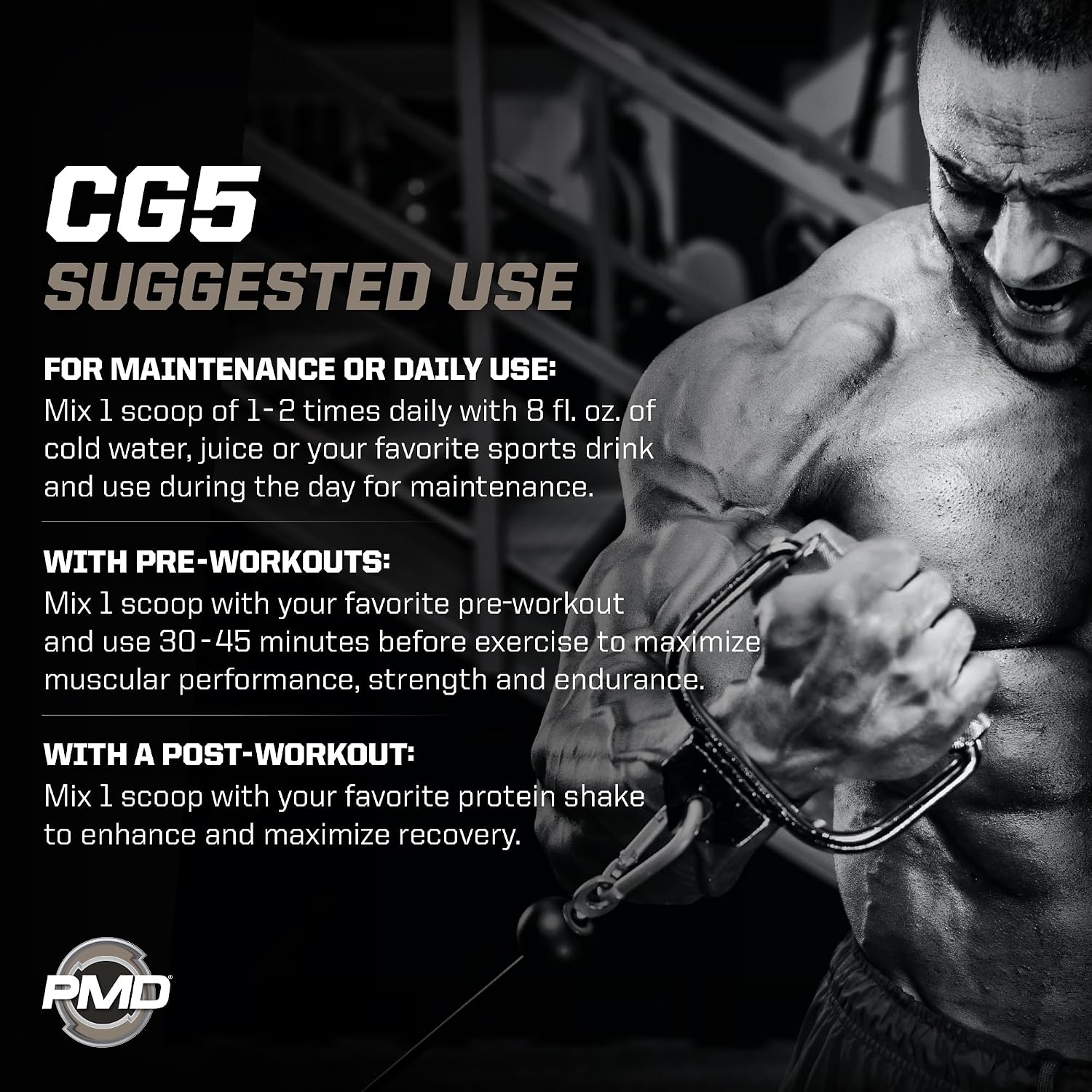 PMD Sports CG5 Premium Creatine & L Glutamine Powder, Power Recovery, Build Lean Muscle, Increase Workout Performance, Maximum Strength Pre Workout & Post Workout, Unflavored, 60 Servings (Pack of 2)