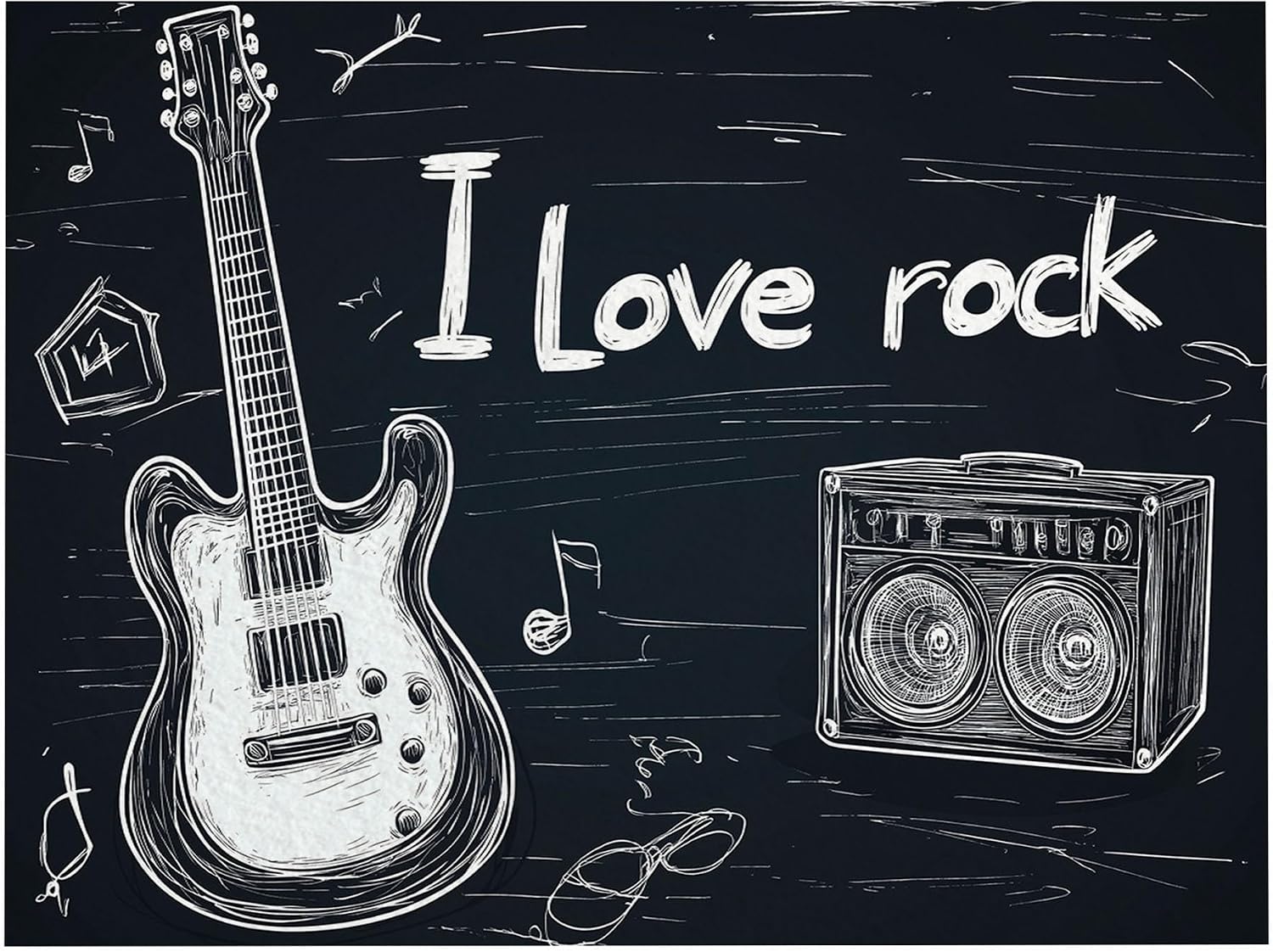 Area Rug Living Room Rugs 6x9 ft Hdrawn Musical Instrument Guitar Ultra Soft Washable Area Rug, Indoor Non-Slip Carpet for Nursery Kids Girls Boys Teen Dorm Home Office Decor