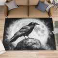 Black and White Carpet - Large Rug 6x8 - Crow Rugs for Living Room - Soft & Non Slip & Washable Rugs for Bedroom, Full Moon Carpets for Dining Room Lounge Girls Room