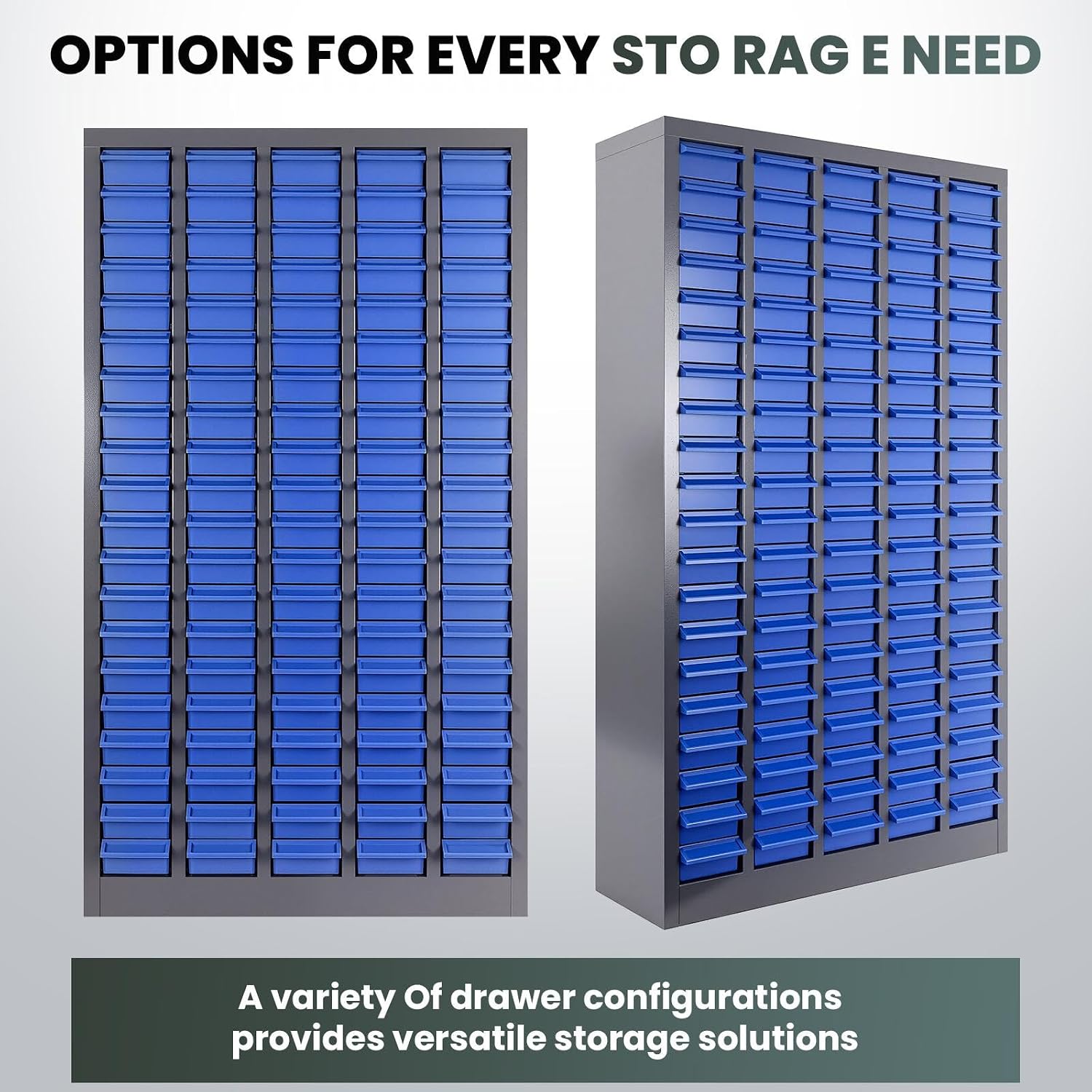 100 Drawers Parts Cabinet, (25.8'×8.66'×35.4') Nut and Bolt Organizer with Adjustable Dividers, Cold-Rolled Steel Frame & ABS Drawers, Label Slots for Workshop, Garage (100 Drawer)