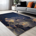 Washable Non-Slip Area Rug Resistant, Artistic Gold Line Orchid Theme for of Living Room Bedroom Kids Room, Nursery, Office, Kitchen, Multicolor 6 x 8 ft Carpet Pet & Child Friendly