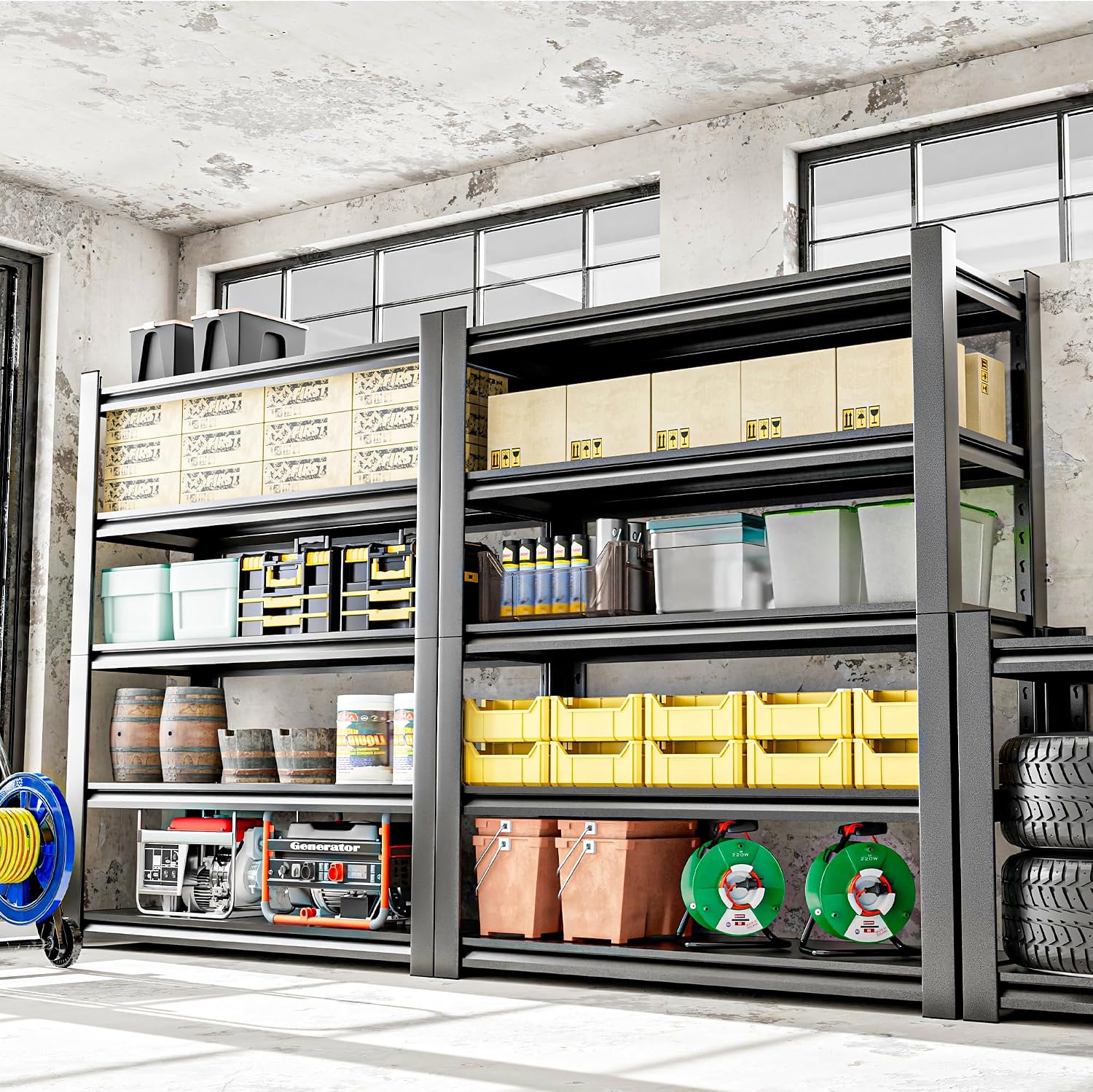 OLLRRACT 5 Tier Heavy Duty Metal Shelving Unit, Industrial Storage Shelf for Garage, Utility, and Industrial Use - Metal Storage Shelf Organizer, Durable Garage Storage Shelving 24' D x48 W x72 H