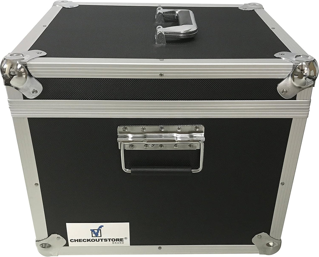 CheckOutStore (1) Aluminum Heavy Duty 12' LP Vinyl Record Album Storage Box (Black/Holds 125 Records)