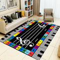 Piano Staff Area Rug,5x8ft, for Kids, Colorful Musical Notation Alphabet Children's Carpet, with Non-Slip Backing Low Pile Rug, Soft Non-Shedding Non-Slip Rug for Boys Girls Teen
