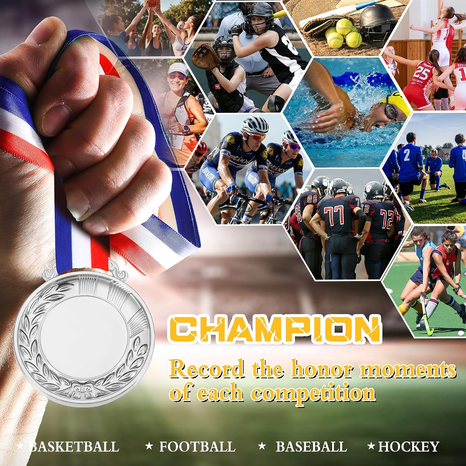 10PCS Custom Medals for Awards, Bulk Personalized Medals Design Your Own Award Medals, Wholesale Customized Family Outdoor Events School Awards for Sports Marathon Competitions Office Medals