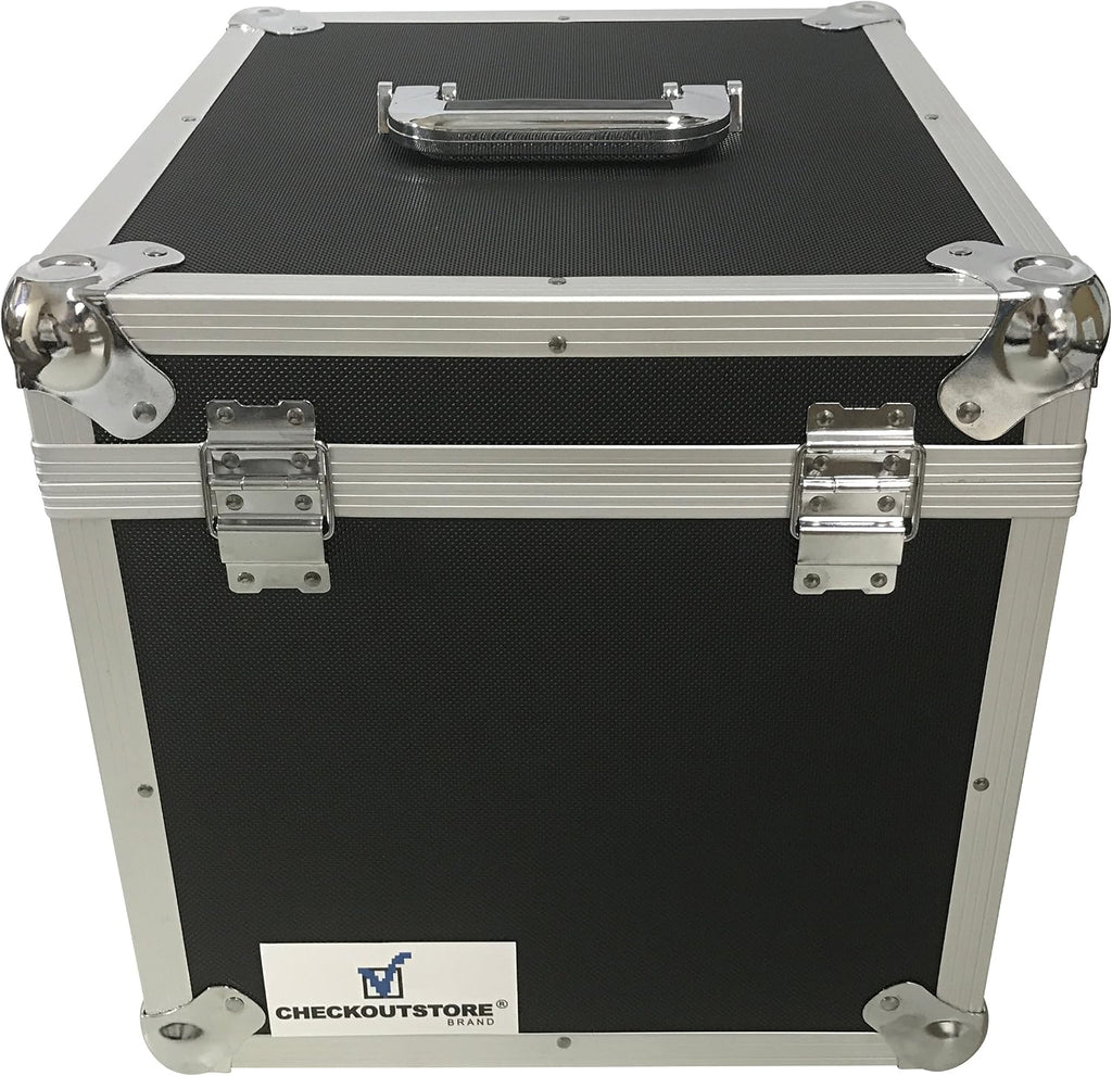 CheckOutStore (1) Aluminum Heavy Duty 12' LP Vinyl Record Album Storage Box (Black/Holds 125 Records)