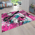 Music Rug，6x8ft,Music Themed Area Rug, Pink Modern Abstract Graffiti Art Anti-Slip Rug，Washable Indoor Carpet, Suitable for Living Room, Laundry Room, Dormitory, Bedside, Children's Room