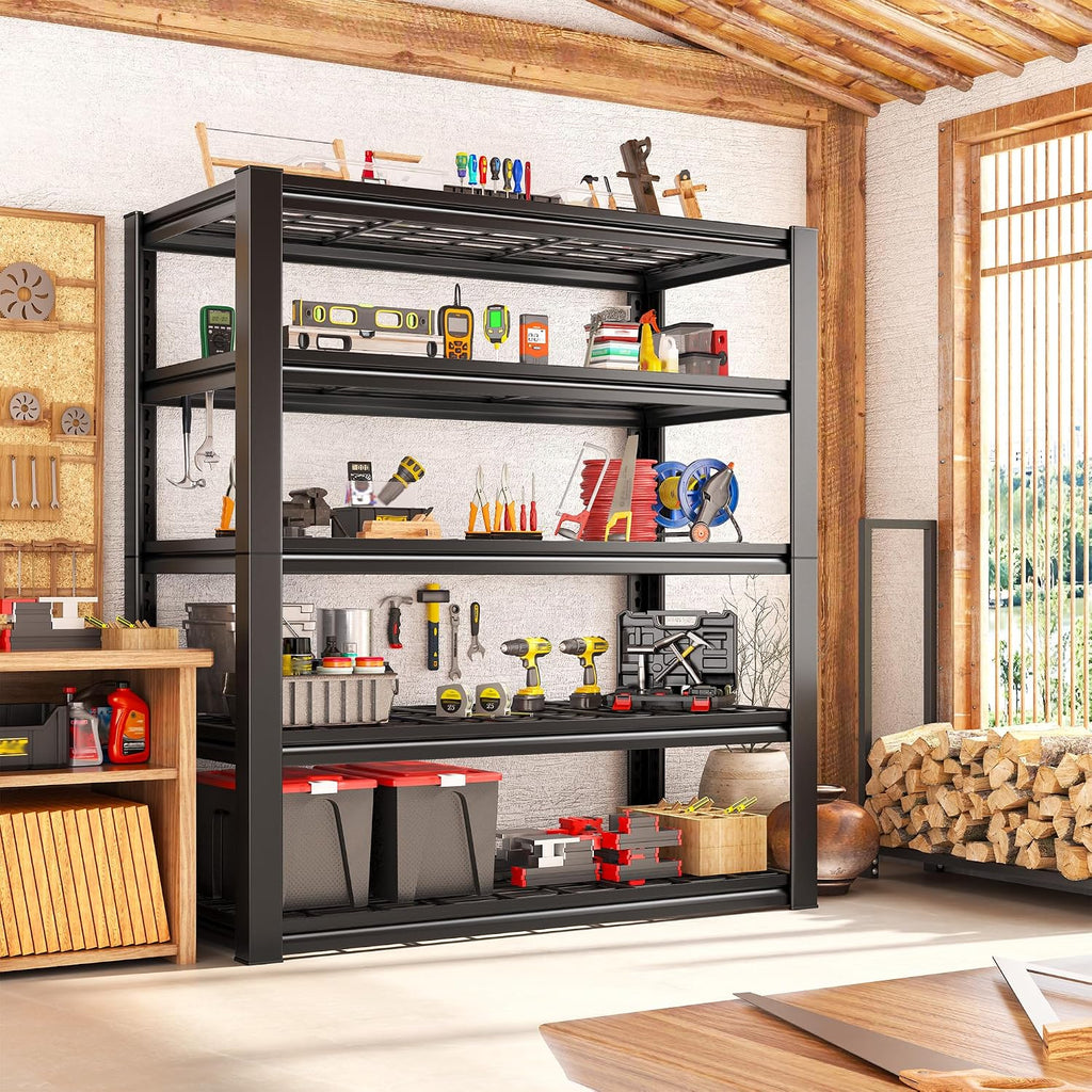 REIBII Garage Shelving 3200LBS, 5-Tier Storage Shelves, Adjustable Industrial Metal Shelving Unit for Garage, Basement, Pantry, Warehouse,Commercial, 36' W x 16' D x 72' H, 2 Pack