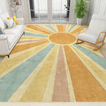 6x8 Rug Bohemian Colored Sun Rays Soft Washable Rug, Colorful Rainbow Sun Anti-Slip Backing Decorative Rugs for Living Room Bedroom Kitchen Dining Room Home Rug Laundry Room Rug