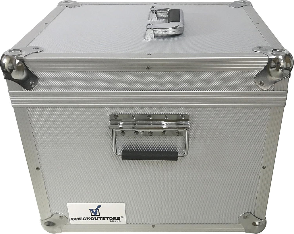 CheckOutStore (1) Aluminum Heavy Duty 12' LP Vinyl Record Album Storage Box (Silver/Holds 125 Records)