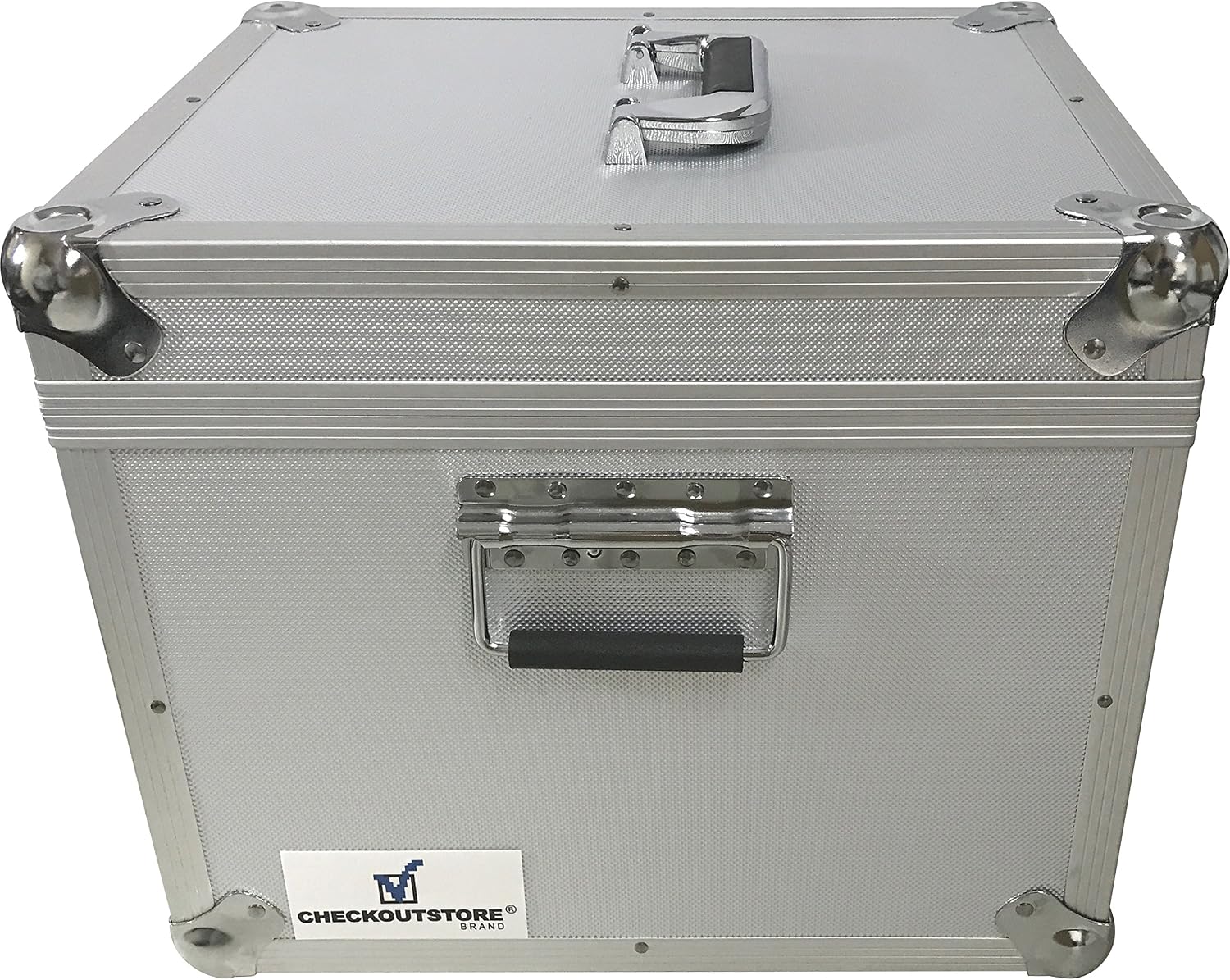 CheckOutStore (1) Aluminum Heavy Duty 12' LP Vinyl Record Album Storage Box (Silver/Holds 125 Records)
