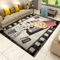 Retro Cinema Movie Area Rug,6x8ft,Filmstrrip and Popcorn Patterned Rug,Cinema Sign Non-Slip Carpet for Sofa Living Room Kitchen Play Mat Nursery Throw Rugs Yoga Mat…