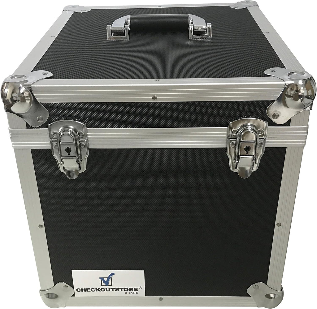CheckOutStore (1) Aluminum Heavy Duty 12' LP Vinyl Record Album Storage Box (Black/Holds 125 Records)