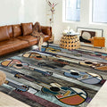 Guitar Rug for Living Room, 6x8ft, Colorful Stylish Guitar Instrument Non-Slip Washable Carpet, Wooden Board Graffiti Art Indoor Large Area Rug for Music Lover Bedroom Study Game Room Rugs