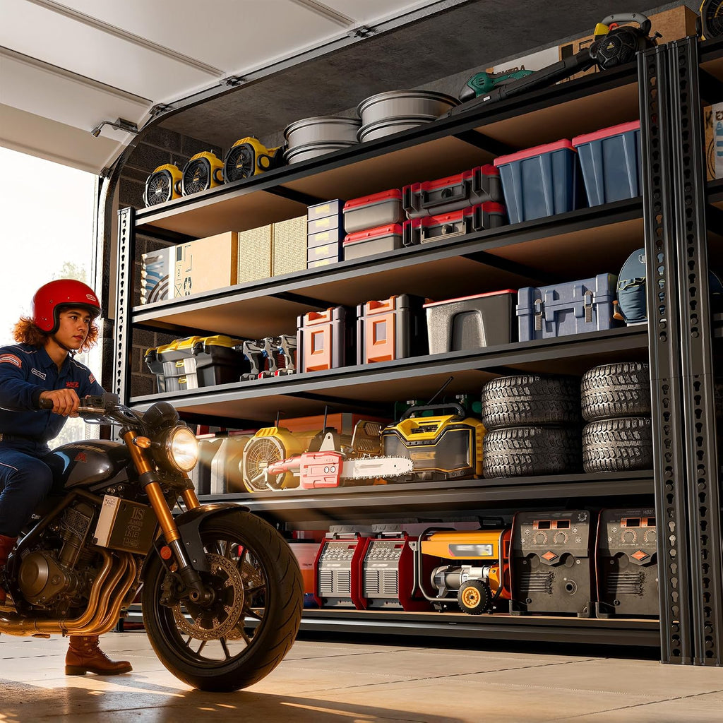ROOMFAVE 60' W Garage Shelving 72' H Metal Shelving 3500LBS Storage Shelves Heavy Duty 5 Tier Adjustable Shelving Unit for Storage Rack Pantry Shelf Industrial Commercial,60' W x 18' D x 72' H