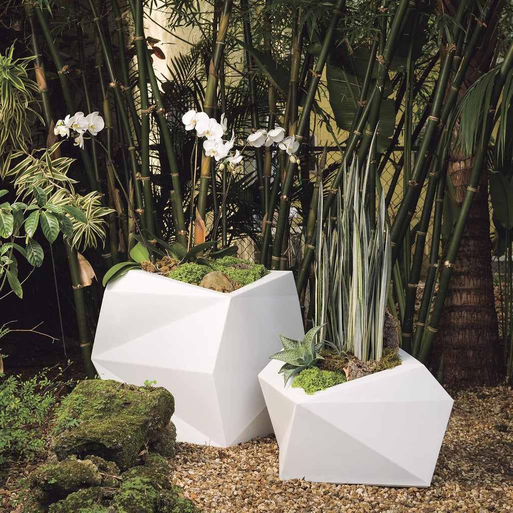 Crescent Garden Modern Geometric Origami Planter, Plant Pot, 26-Inch (Caviar Black)