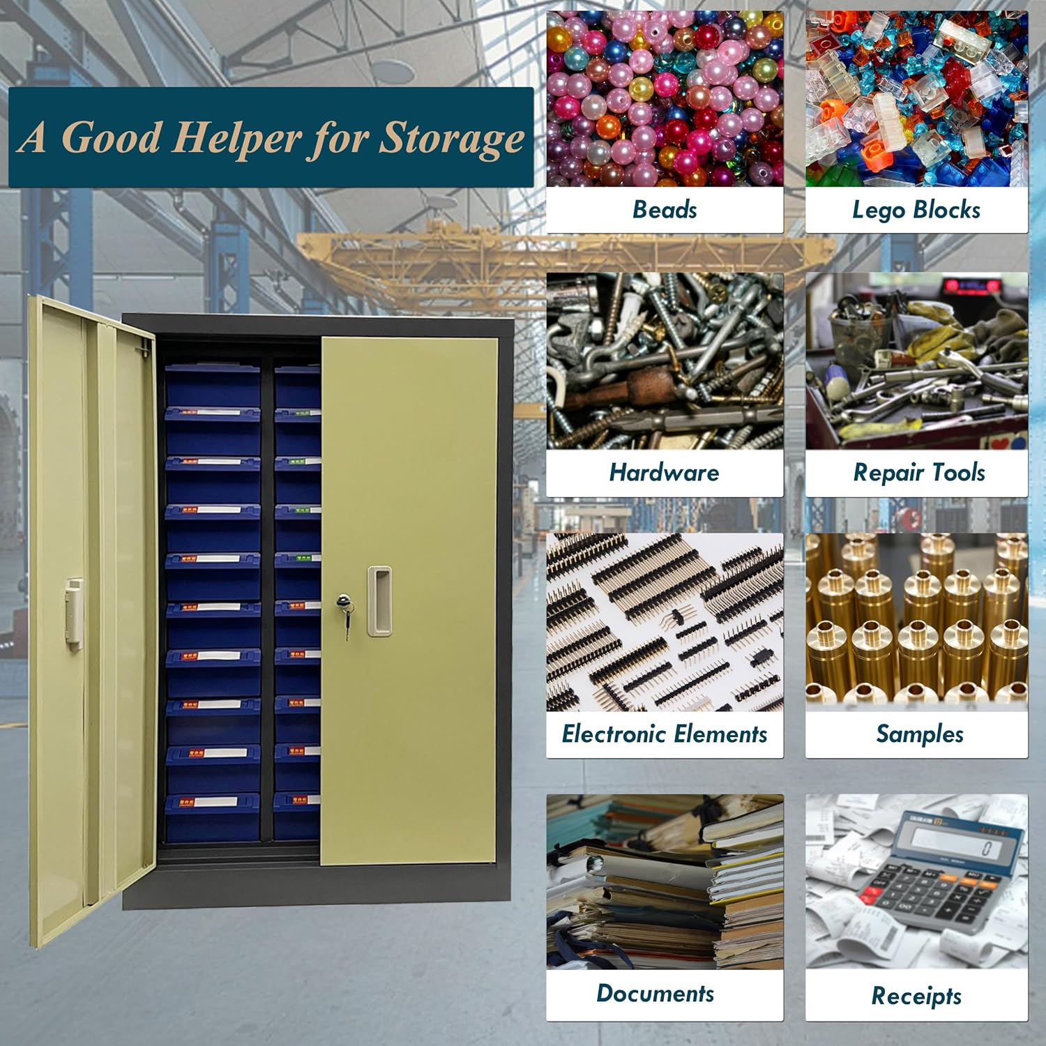 Parts Cabinet Screw Hardware Spare Parts Storage Organizer with 30 Large Drawers 11.4*5.7*2.8 inch for Bolts Nuts Legos Beads Metals Documents Garages Factories Offices with Lockable Door