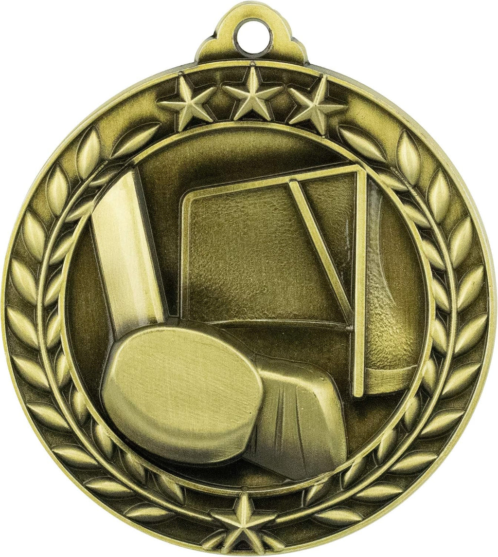 Express Medals Various Styles 1 to 50 Pack of Engraved Gold Ice Hockey Medals Trophy Award with Neck Ribbon Medal Trophies Gift Prize Custom