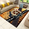 Vintage Movie Theater Area Rug, 6x8ft,Perfect For Home Theater Decor, Movie Night, Popcorn and Film Reel Design,Non-Slip Cinema Sign Floor Mat For Living Room, Bedroom, Kitchen,Country Cottage