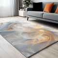 Swirling Marble Texture Washable Modern Area Rug - 6 x 8 ft Rugs for Living Room, Bedroom, Machine Washable Rug Soft Non Slip Non Shedding Area Rug - Multicolor, 6 x 8 ft