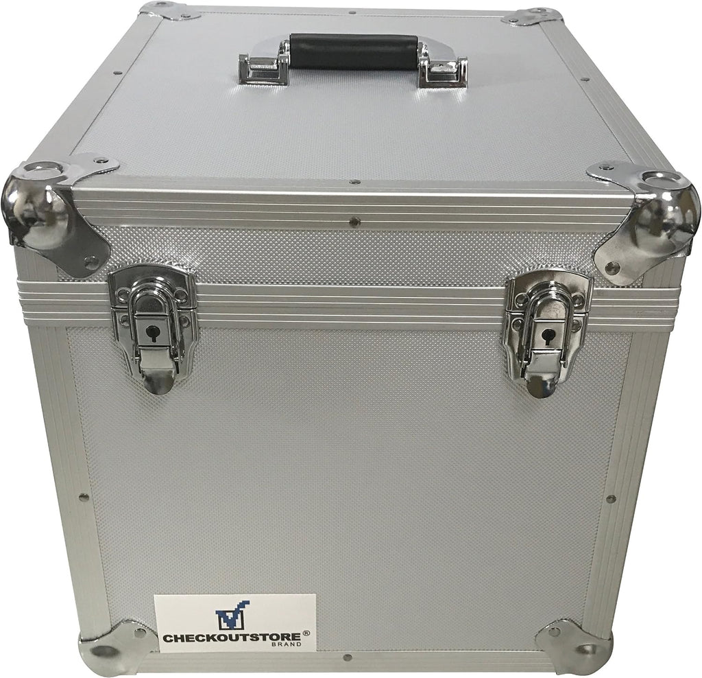 CheckOutStore (1) Aluminum Heavy Duty 12' LP Vinyl Record Album Storage Box (Silver/Holds 125 Records)