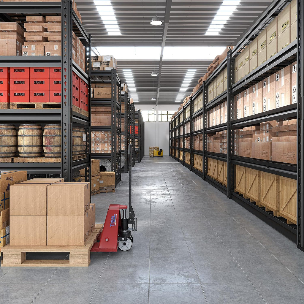 REIBII 48''W Garage Shelving,Adjustable Reinforcing Wire Mesh for Basement | 3000LBS Metal Shelving Unit, double-layer thickened metal support posts for Warehouse 5 Tier 48' W x 24' D x 72' H