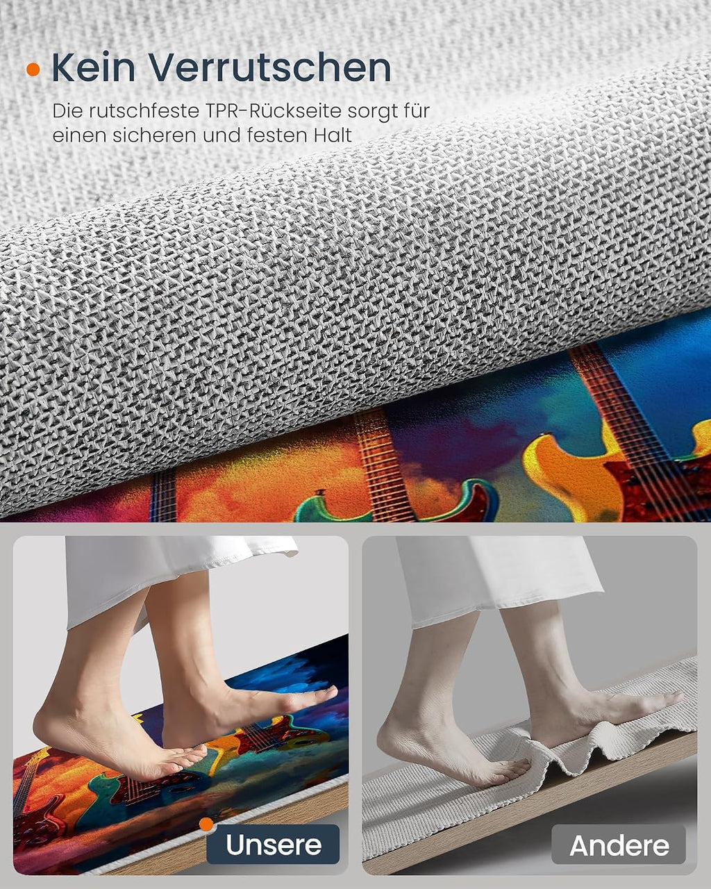 Living Room Rug 5'3' X 7'6' Dark Blue Area Rug Machine Washable Music Theme Carpet Non Slip Electric Guitar Smoke Indoor Large Rugs for Bedroom,Classroom,College Dorm,Farmhouse,Kids Playroom