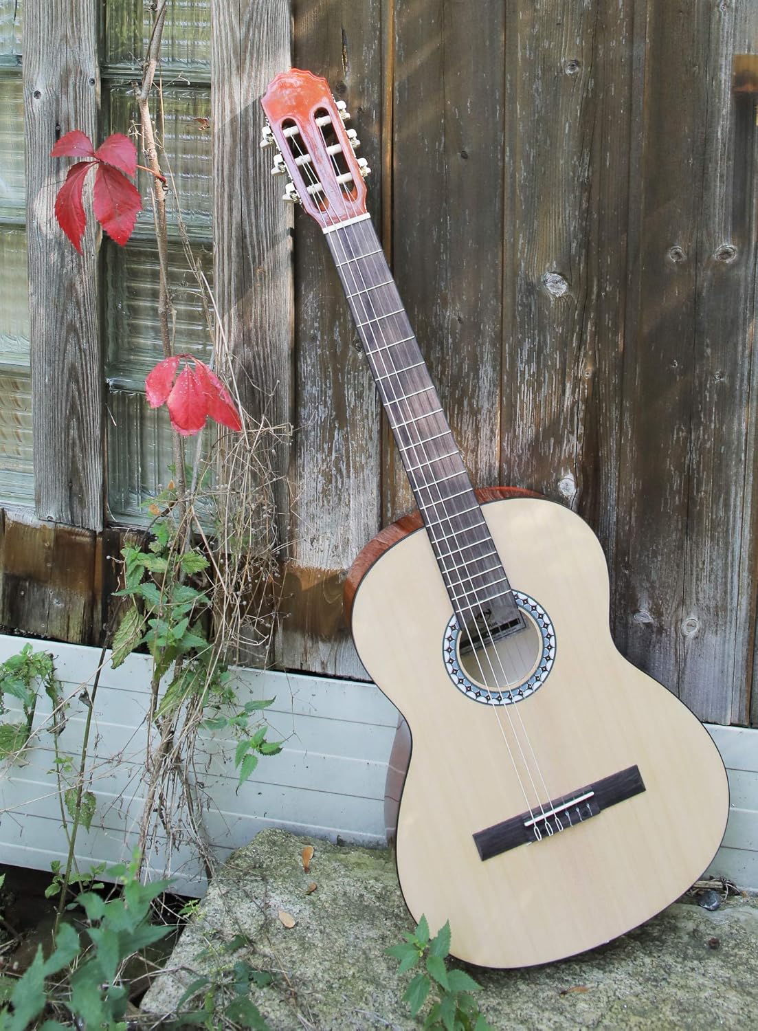 GEWA Classical Guitar BASICPLUS 3/4, Children's Guitar (spruce top, basswood back and sides, high gloss finish, nickel silver frets and chrome plated tuners, ideal for children from 9-12), Natural