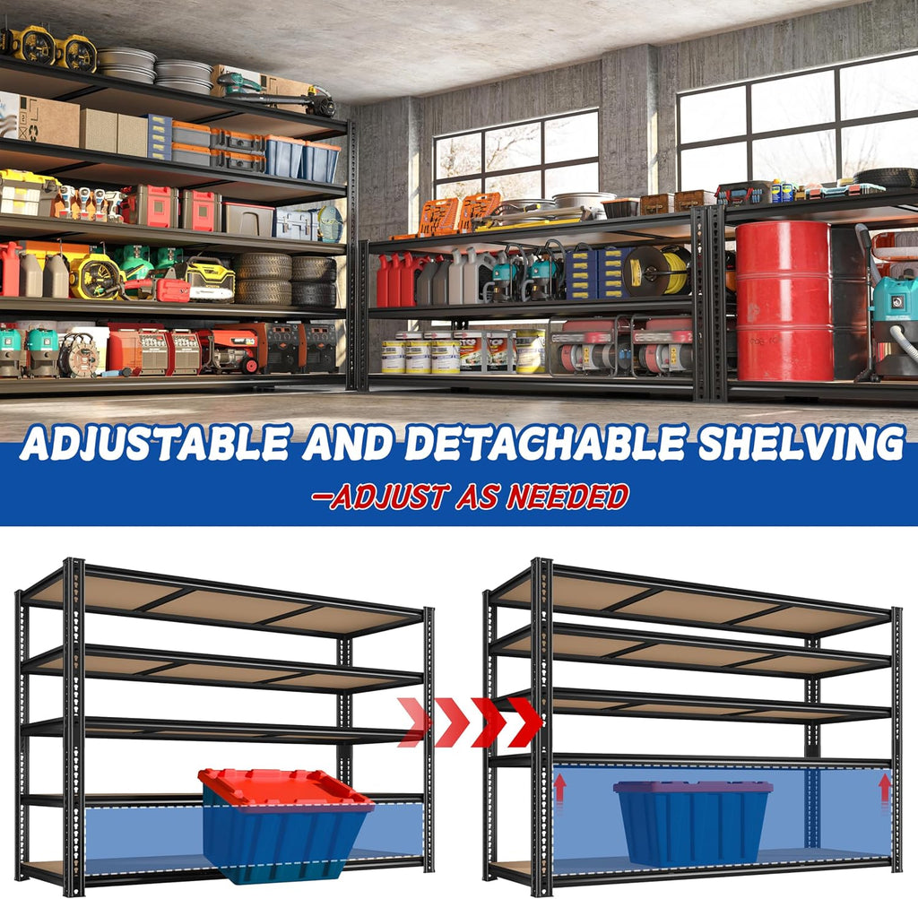 ROOMFAVE 60' W Garage Shelving 72' H Metal Shelving 3500LBS Storage Shelves Heavy Duty 5 Tier Adjustable Shelving Unit for Storage Rack Pantry Shelf Industrial Commercial,60' W x 18' D x 72' H