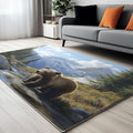 Throw Area Rugs Machine Washable, Living Room 6 x 8 ft Bedroom Anti-Slip Rug, Kitchen Laundry Room Hallway Porch for Home Decor, Low-Pile Soft Animal Brown Bear Cub Carpet Multicolor