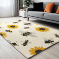 Minimal Sunflower and Bee, Machine Washable Area Rugs Perfect for high Traffic Areas of Your Living Room,Bedroom,Home Office,Kitchen Area Rug 6 x 8 ft Multicolor Carpet