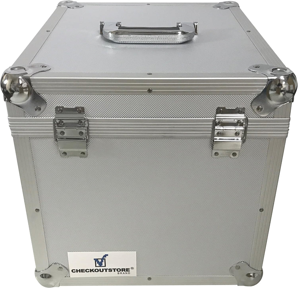 CheckOutStore (1) Aluminum Heavy Duty 12' LP Vinyl Record Album Storage Box (Silver/Holds 125 Records)