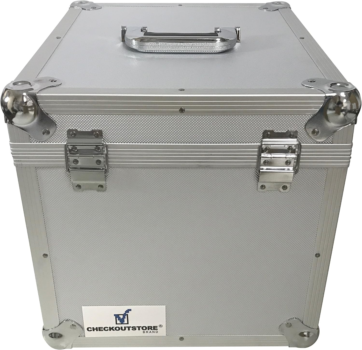 CheckOutStore (1) Aluminum Heavy Duty 12' LP Vinyl Record Album Storage Box (Silver/Holds 125 Records)