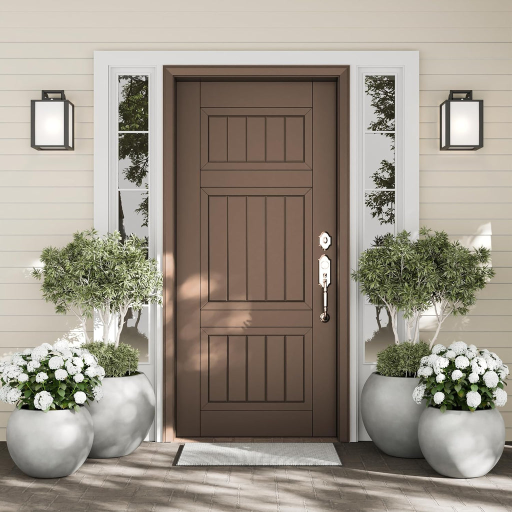 DTY Premium Mt Sherman Fiberstone Sphere Planter for Indoor Outdoor Use, Round Pot for Olive Tree, Lightweight, Smooth Finishes. 2 Extra Coco Mats. Gray, Large 21.1'' D x 16.7'' H. 14.6' Pot Opening