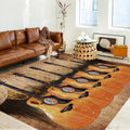 UNREASTO Music Note Area Rug, 6x8ft, Retro Brown Guitar Wood Board Background Music Decoration Rug, Washable Non-Slip Soft Rugs for Bedside Corridor Bedroom Living Room Home Decoration