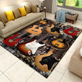 Guitar Area Rugs, 6x8ft, Retro Electric Guitar Pattern Bedroom Rug, Rock Music Instrument Reduce Noise Floor Carpet, Breathable Cozy Non-Shedding Durable Mat for Nursery Classroom