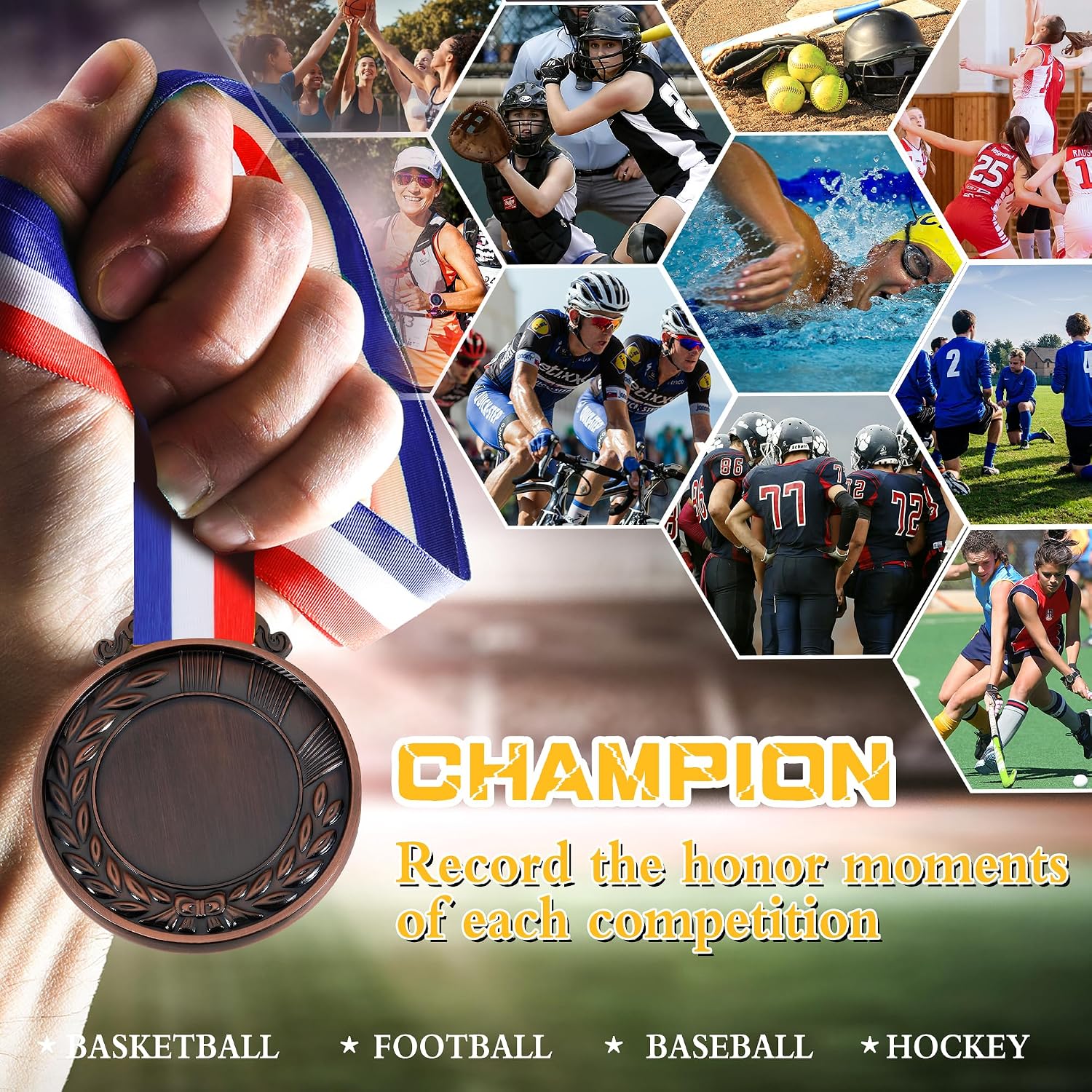 10PCS Custom Medals for Awards, Bulk Personalized Medals Design Your Own Award Medals, Wholesale Customized Family Outdoor Events School Awards for Sports Marathon Competitions Office Medals